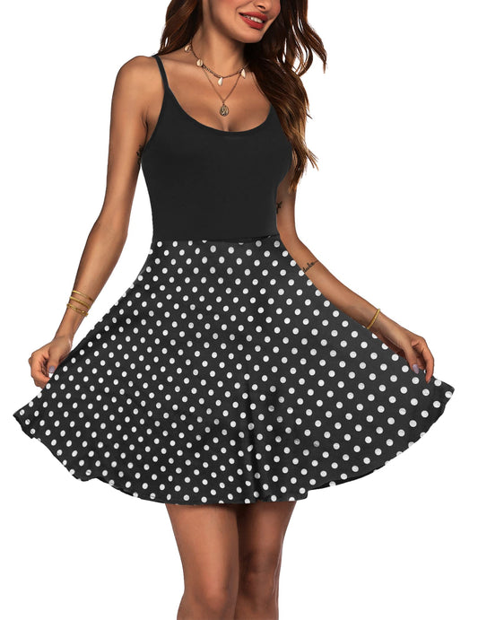 ACEVOG Women's 2024 Summer Dress Adjustable Spaghetti Strap Boho Floral Fit & Flare Beach Sundress