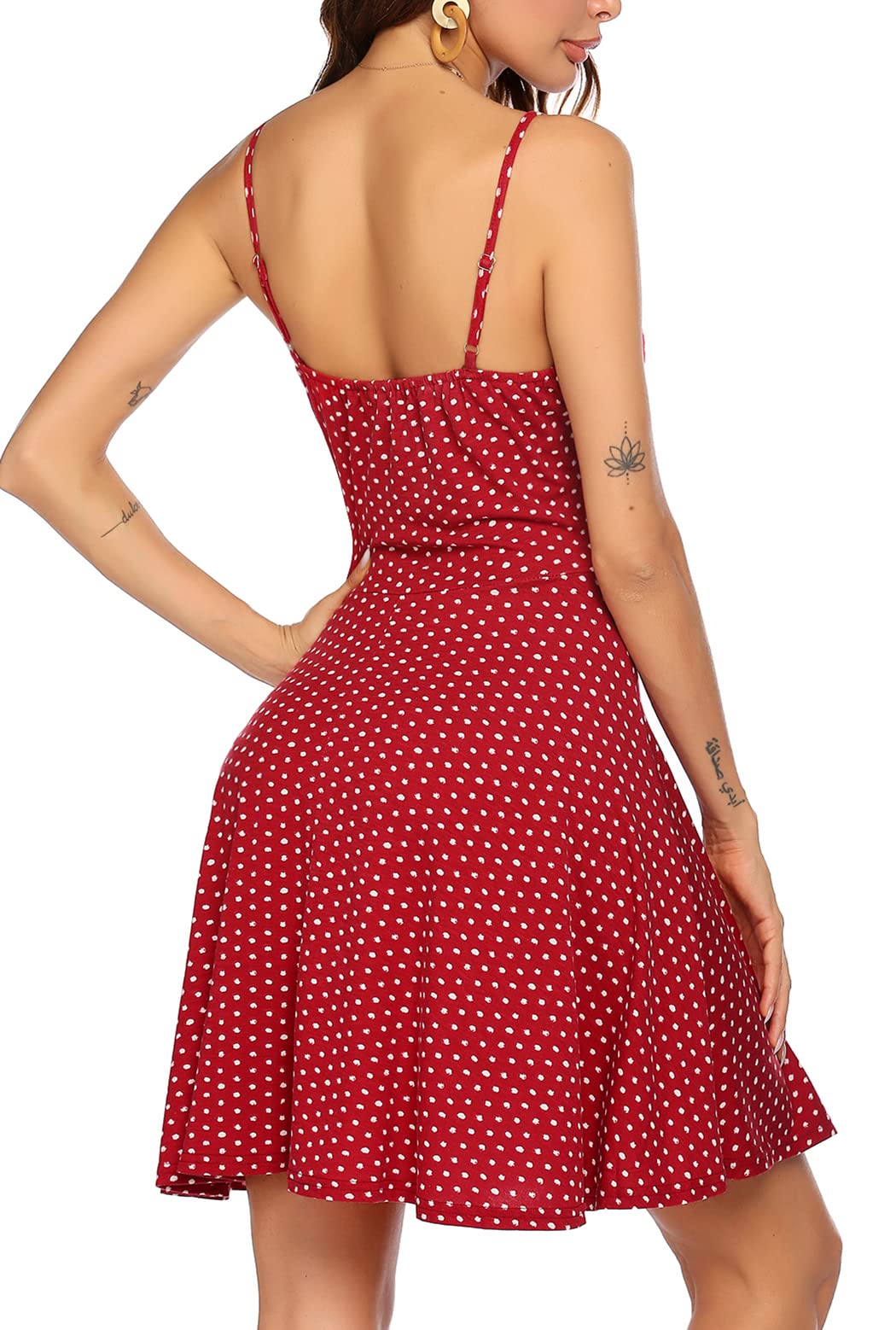 ACEVOG Women's 2024 Summer Dress Adjustable Spaghetti Strap Boho Floral Fit & Flare Beach Sundress
