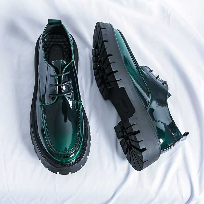 Men's Round Toe Versatile Semi-formal Dress Shoes, Wear-resistant Non Slip Lace-up Shoes For Business Office