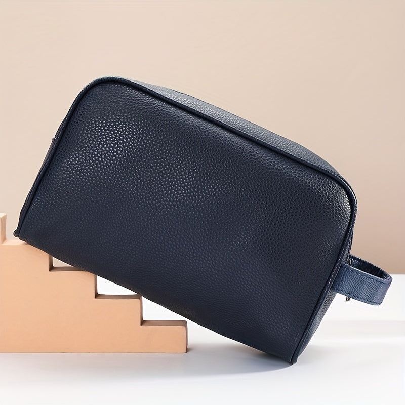 Synthetic Leather Toiletry Bag Washing Shower Makeup Organizer Retro Wristlet Handbag Portable Cosmetic Case