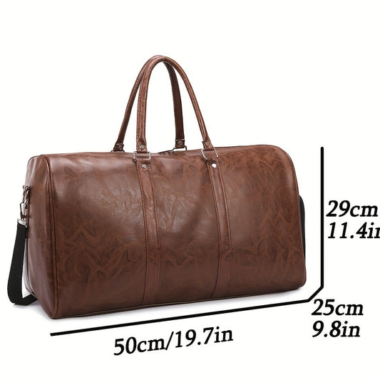 Fashionable Women's Faux Leather Travel Duffel Bag with Shoe Compartment, Large Capacity Gym Tote Handbag, Versatile Solid Color