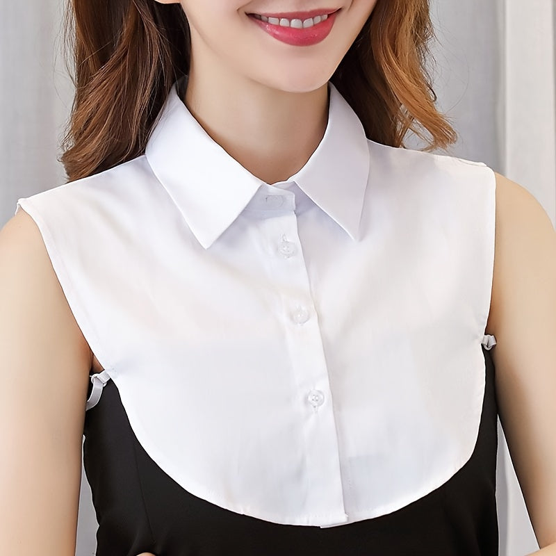 Women's Detachable Striped Shirt Collar, Pointed Faux Collar for Decoration and Modesty, Casual Polyester Knit Accessory for Spring, Autumn, Winter