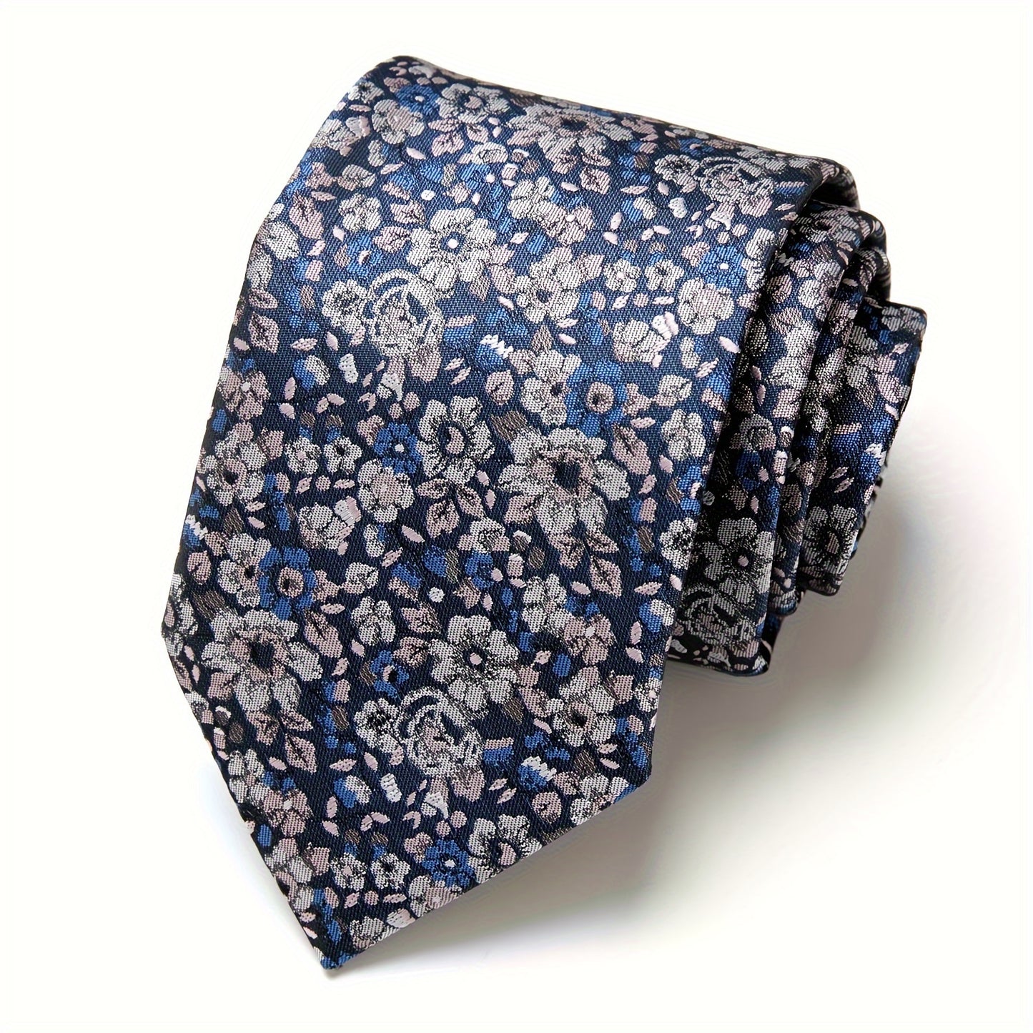 IN BLACK Men's Tie, Paisley Floral Necktie for Wedding Workplace