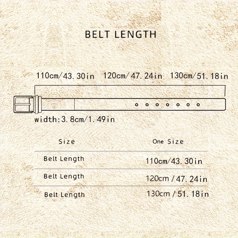 Men's Original Handmade Genuine Leather Belt, Vintage Style, Classic Cowhide, Regular Fit, Solid Brass Buckle, Coffee Brown