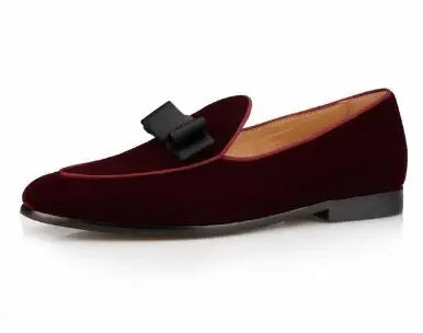 Hot Sale Black Suede Loafers Fashion Patent leather Men Bow Tie Moccasins Man Flats Wedding Men's Dress Shoes Casual Shoes