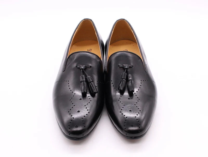 FELIX CHU Men's Tassel Loafers Calf Genuine Leather Wedding Party Men Casual Dress Shoes Fashion Gentleman Stree Style Men Shoes