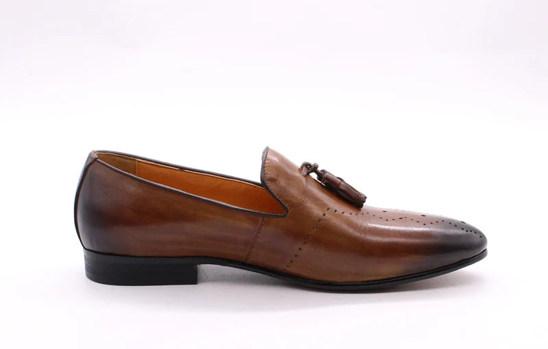 FELIX CHU Men's Tassel Loafers Calf Genuine Leather Wedding Party Men Casual Dress Shoes Fashion Gentleman Stree Style Men Shoes