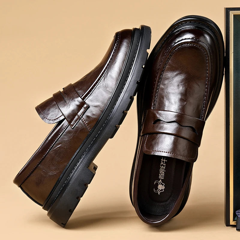 Fashion Leather Mens Casual Shoes Breathable Business Handmade Slip On Shoes Hot Sale Brand Classic Men Shoes Flats Moccasins