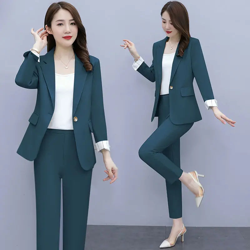 Women's Spring Summer Thin Blazer Pants 3 Pcs Set Korean Office Lady Work Graceful Suit Coat Trousers Vest Outfits Daily Clothes