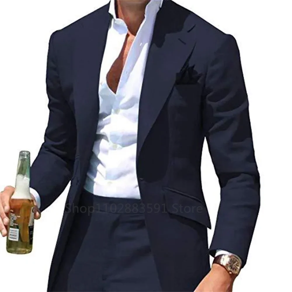 New Party Suits for Men Groom Tuxedos Slim Fit Groomsmen 2 Pieces Wedding Suits Classic Clothing Male Suit (Blazer+Pants)