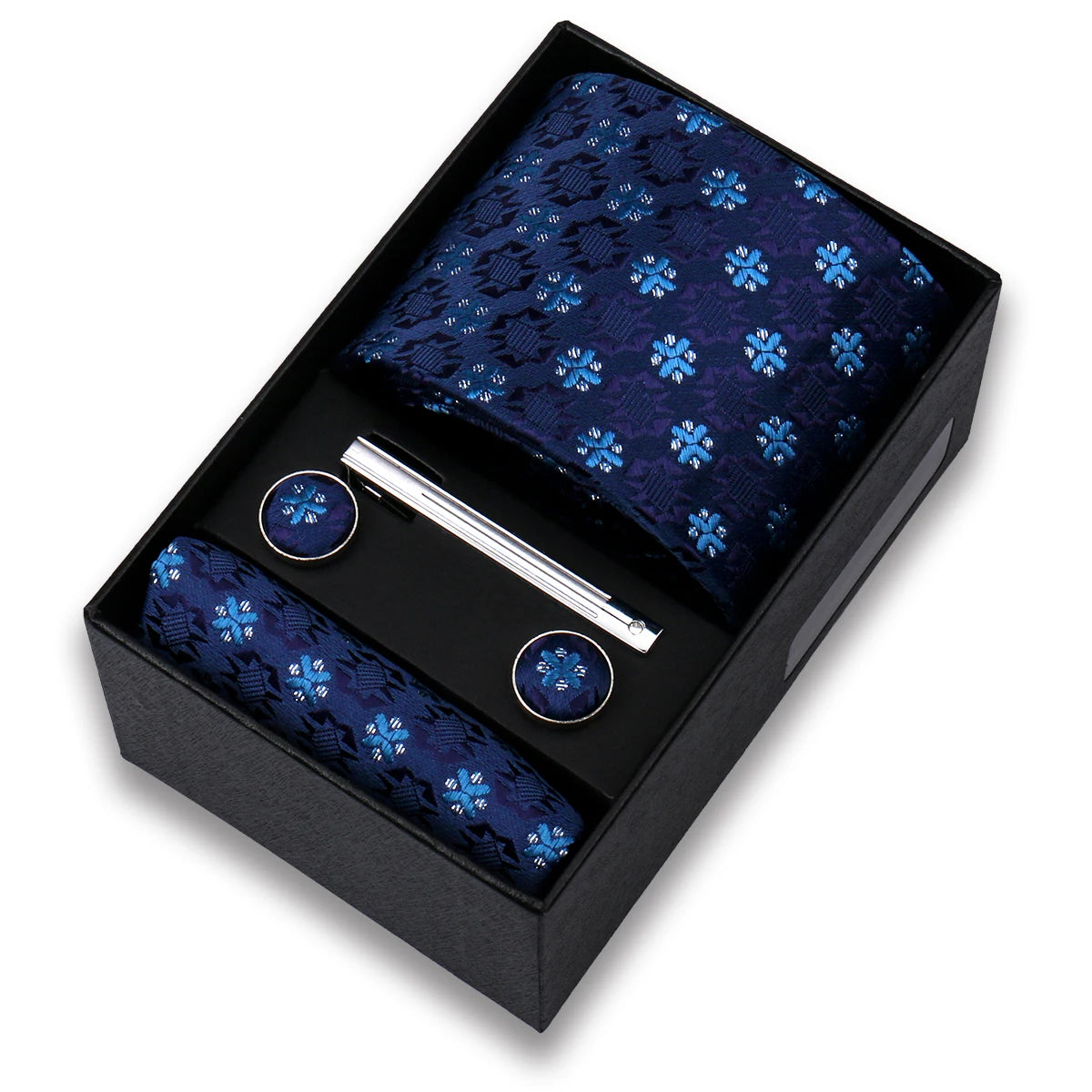 Tie Set For Men Silk Necktie Wedding Cufflinks Box Gift Tie Clip Men Pocket Square Necktie Luxury Business Wholesale Gravatas