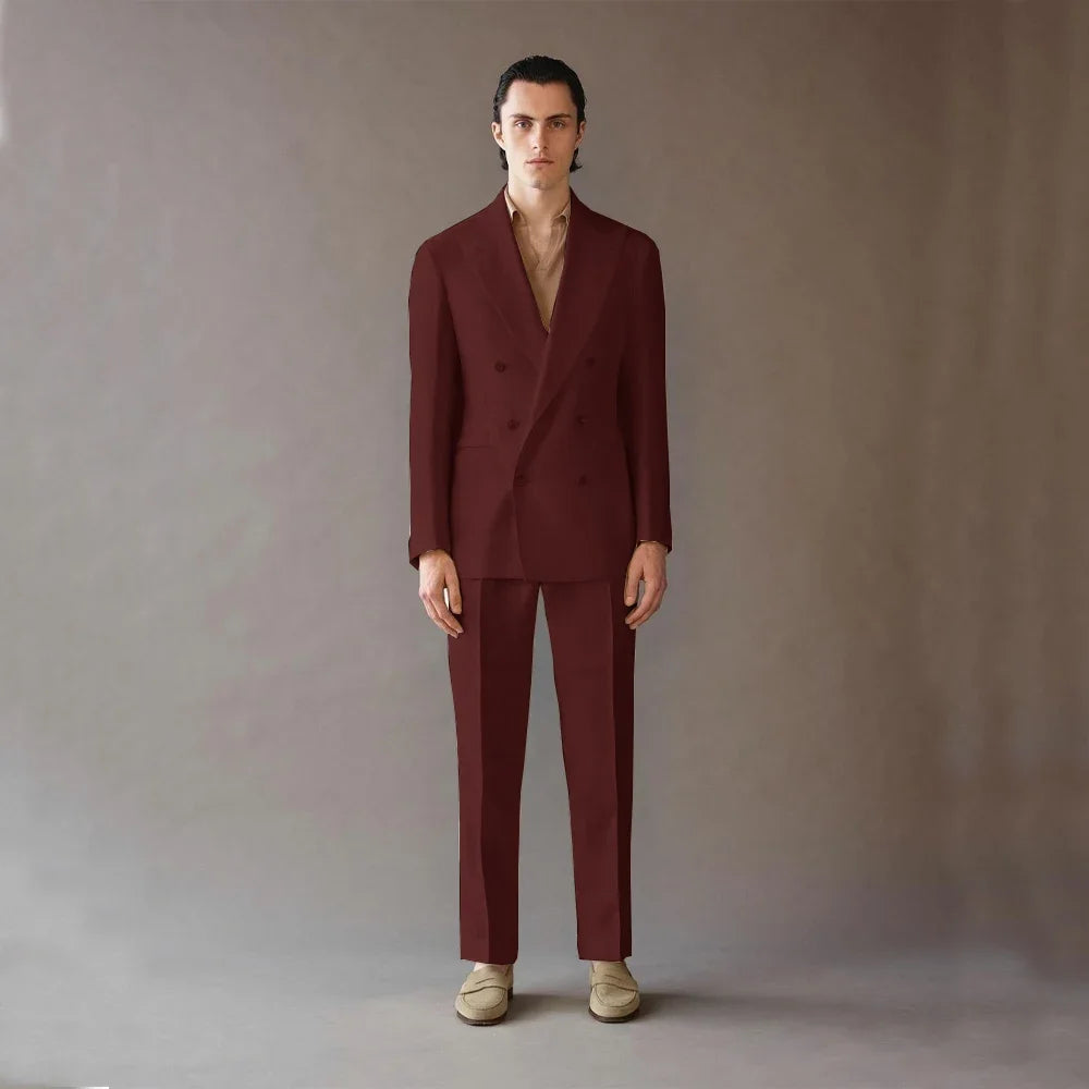 High Quality Men's Suit 2 Piece Blazer Pants Business Luxury For Wedding Men's Costumes Adult Man Costume Summer Serge Casual