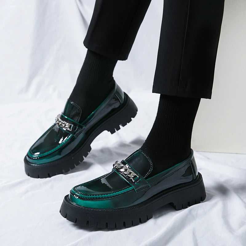 Men Black Leather Shoes Japan Harajuku Korean Fashion Business Wedding Leather Shoe Men High Sole Platform Casual Leather Shoes