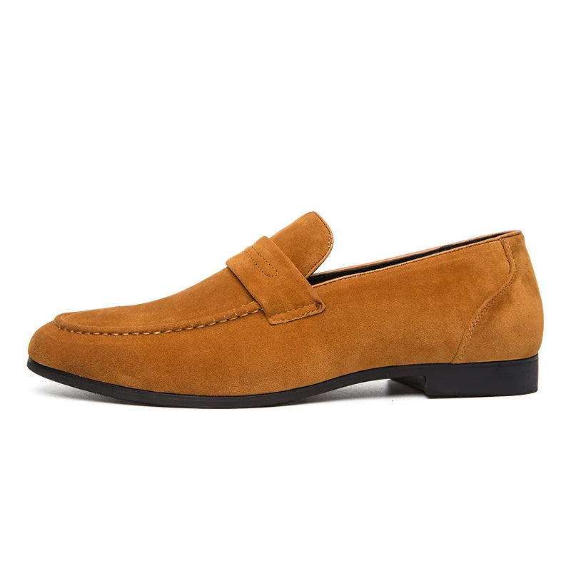 Spring New Suede Casual Men Shoes Fashion Slip on Loafers Male Leather Comfortable Flat Shoes Moccasins Classic Driving Shoes
