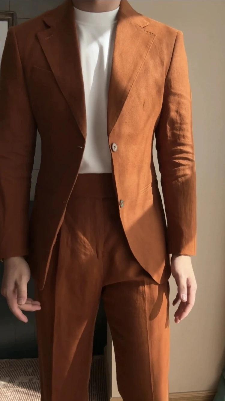 High Quality Linen Blend Business Dress Suit Wedding Suit Men Versatile Casual Office Party Prom Costume Homme Men Tuxedo Suit