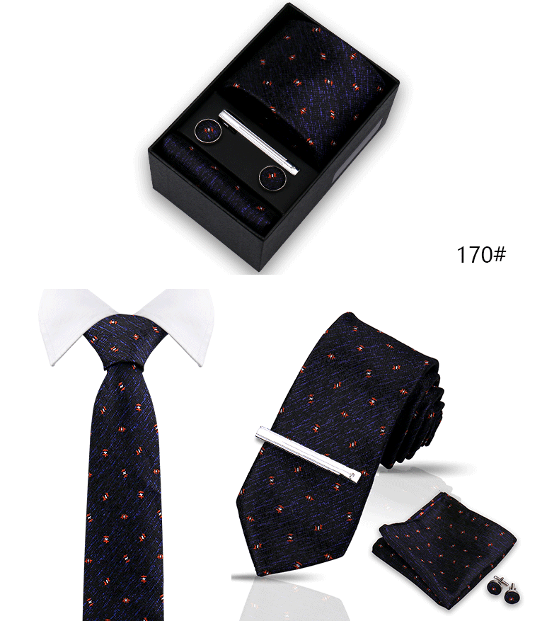 Tie Set For Men Silk Necktie Wedding Cufflinks Box Gift Tie Clip Men Pocket Square Necktie Luxury Business Wholesale Gravatas