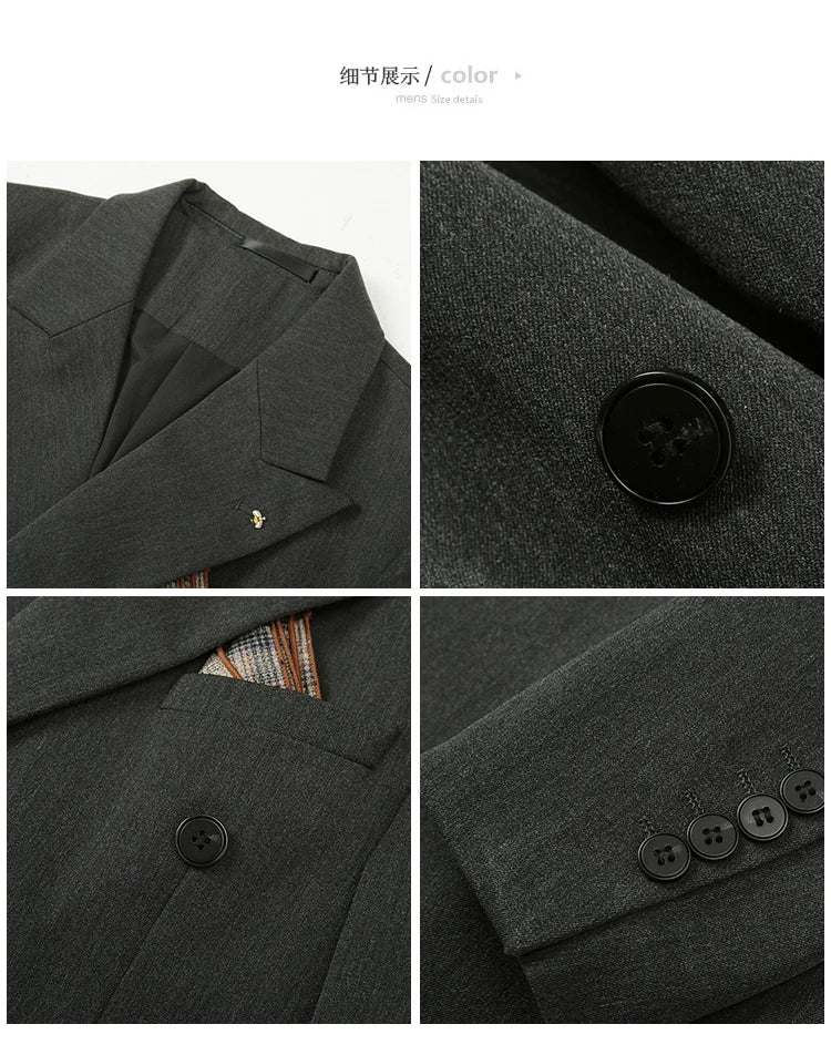 Men's Classic Double-breasted Suit Suit (suit+pants) 7XL-S Men's Luxury Fashion Wedding Banquet Social Suit Business Suit 2 Sets