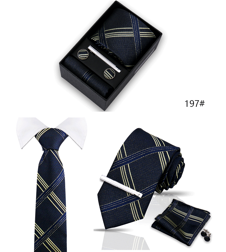 Tie Set For Men Silk Necktie Wedding Cufflinks Box Gift Tie Clip Men Pocket Square Necktie Luxury Business Wholesale Gravatas