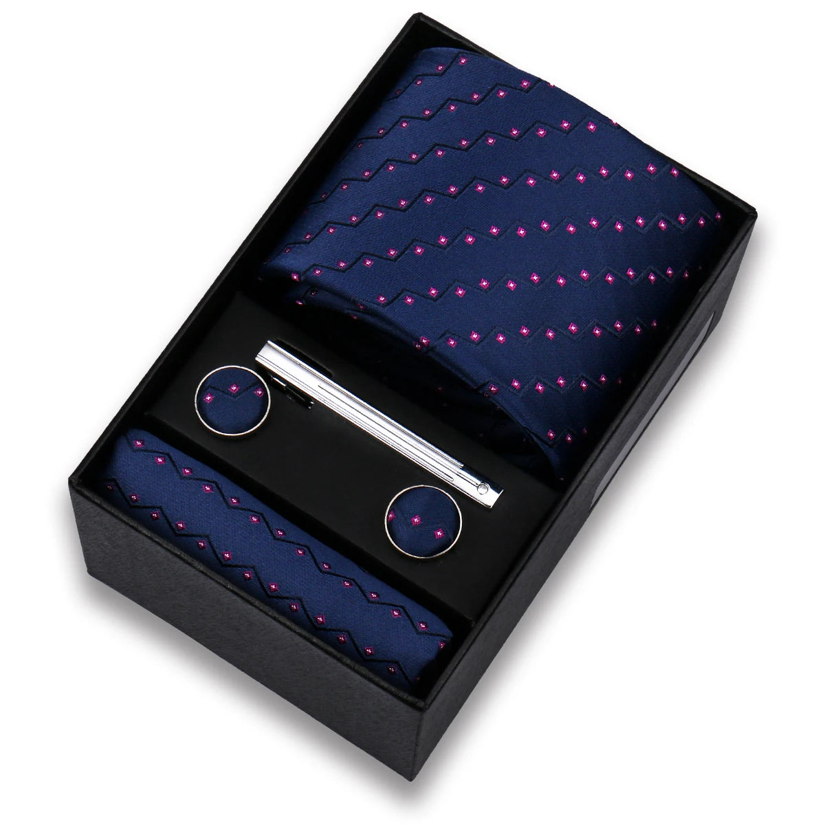 Tie Set For Men Silk Necktie Wedding Cufflinks Box Gift Tie Clip Men Pocket Square Necktie Luxury Business Wholesale Gravatas