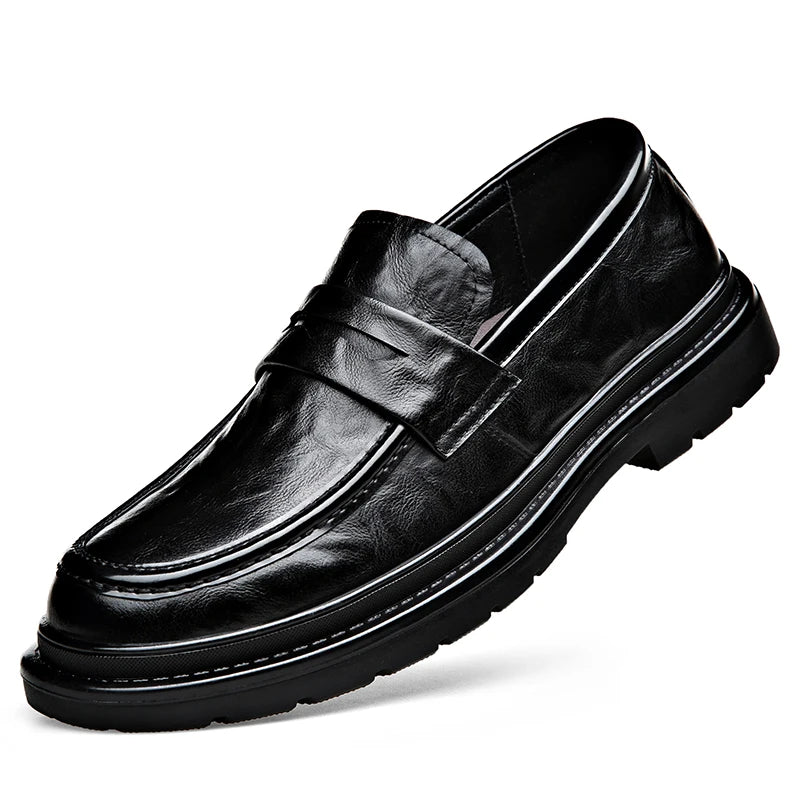 Fashion Leather Mens Casual Shoes Breathable Business Handmade Slip On Shoes Hot Sale Brand Classic Men Shoes Flats Moccasins