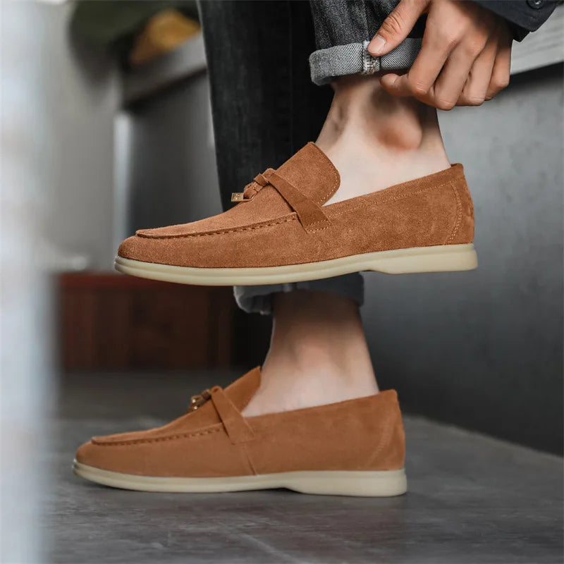 Fashion Men's Casual Shoes Genuine Suede Leather Men Classic British Style Tassels Loafers Moccasins Mens Outdoor Driving Flats