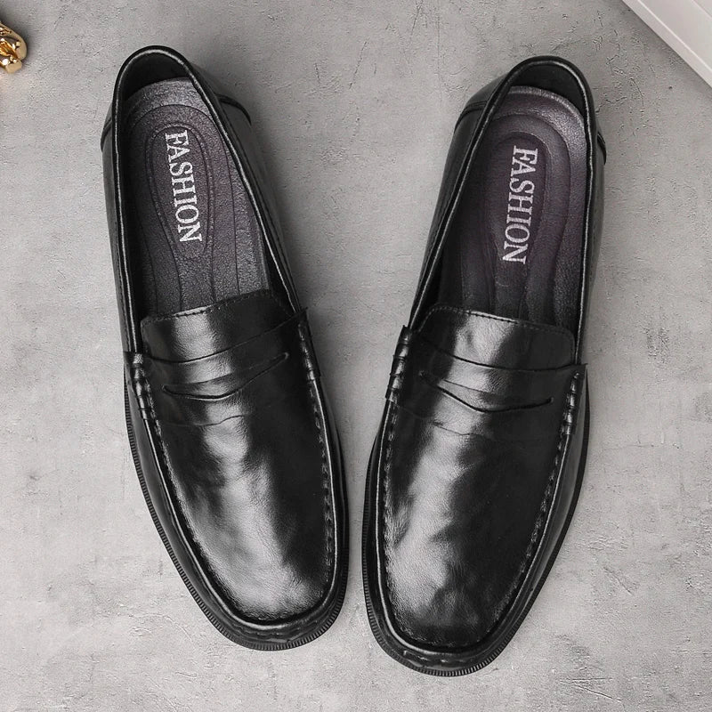 Genuine Leather Mens Loafers Handmade Casual Shoes for Men Slip on Flats Walking Shoe Breathable Man Driving Footwear Moccasins
