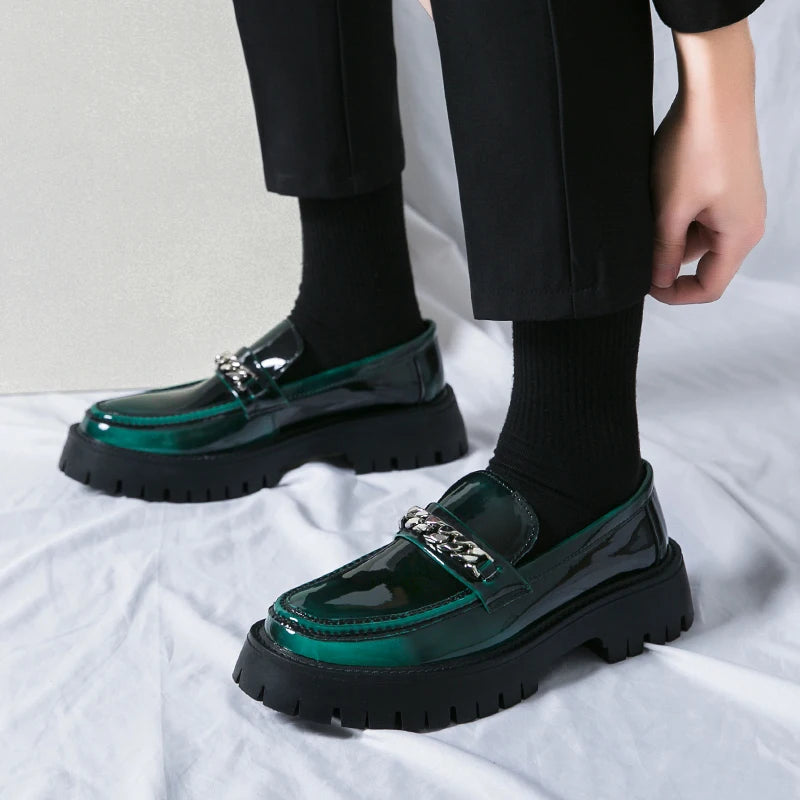 Men Black Leather Shoes Japan Harajuku Korean Fashion Business Wedding Leather Shoe Men High Sole Platform Casual Leather Shoes