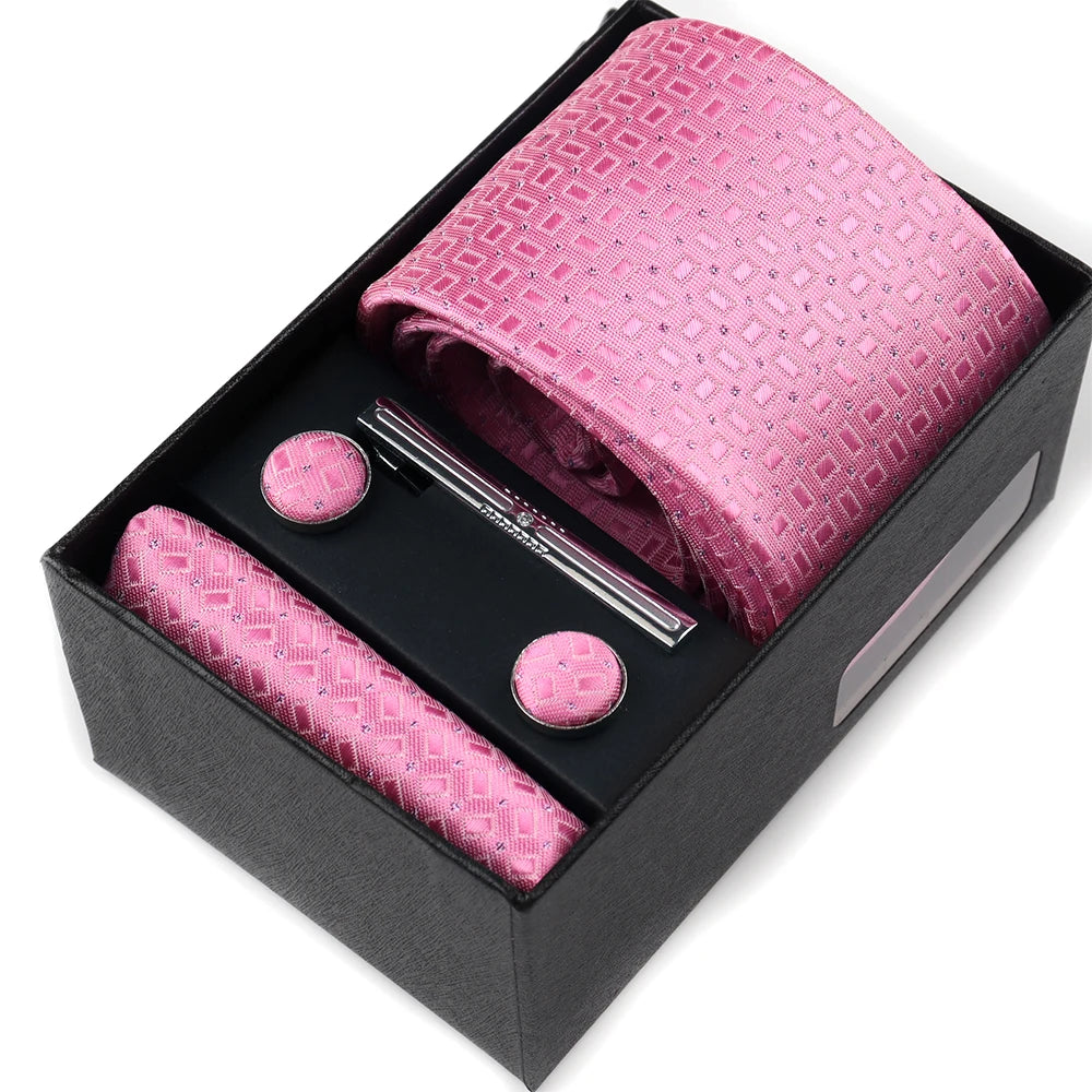 Tie Set Box 7.5cm Skinny Tie For Men Wedding Blouses Dress Necktie Cufflinks Box Pocket Square Clip Gift Box Business Gravetas