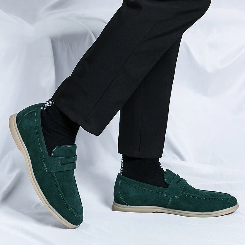 Spring New Classic Suede Loafers Men Casual Shoes Luxury Brand Mens Breathable Slip on Driving Shoes Nubuck Leather Moccasins