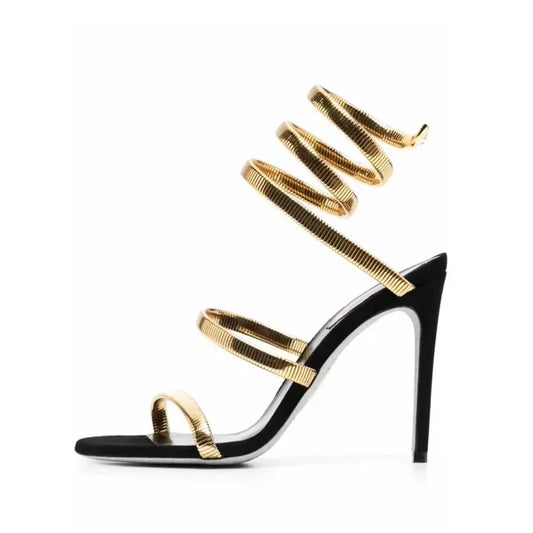 Sexy High heels Sandals Women Ankle Snake Twine Around Party Dress Banquet Shoes Ladies Summer Thin heeled Gladiator Sandals