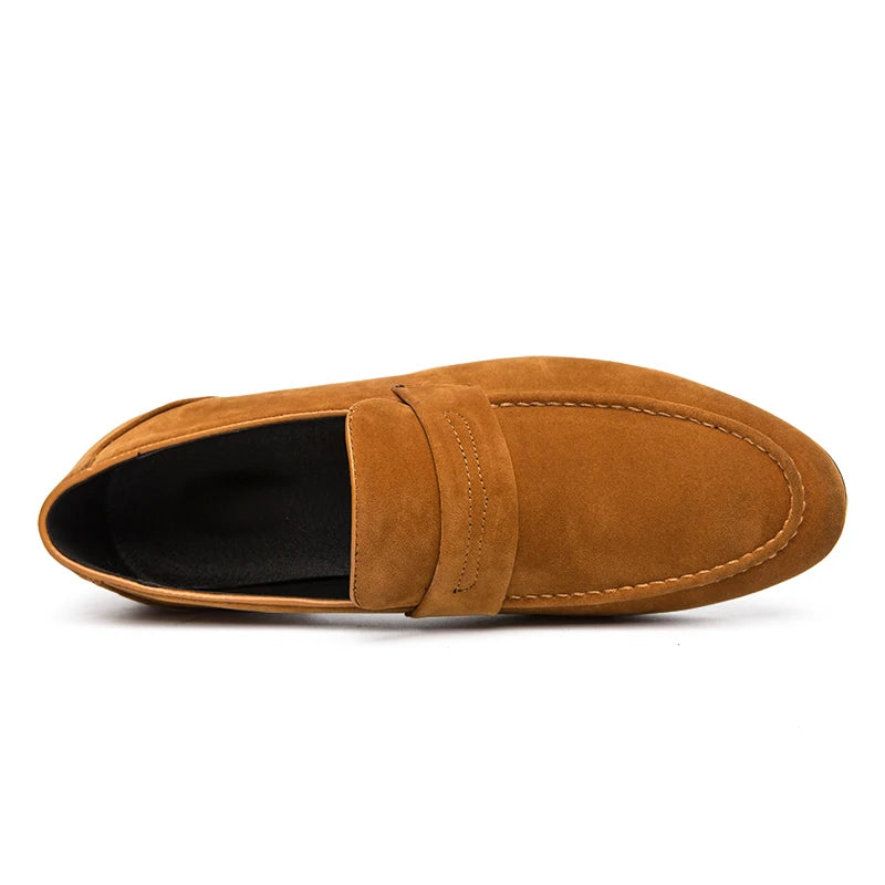 Spring New Suede Casual Men Shoes Fashion Slip on Loafers Male Leather Comfortable Flat Shoes Moccasins Classic Driving Shoes