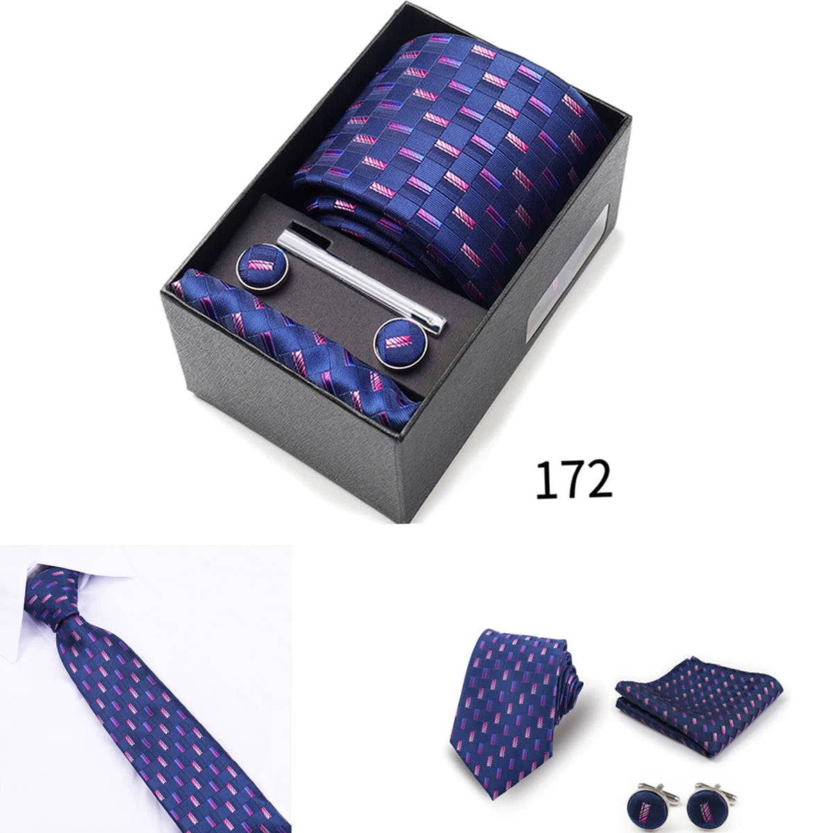 Business Ties Hanky Cufflink Tie Clips Set For Men Green Necktie Corbatas Suit Accessories Wedding In Gift Box Gravatas