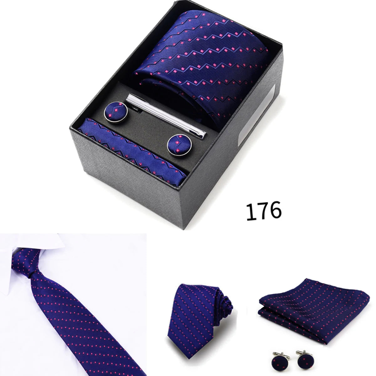 Business Ties Hanky Cufflink Tie Clips Set For Men Green Necktie Corbatas Suit Accessories Wedding In Gift Box Gravatas