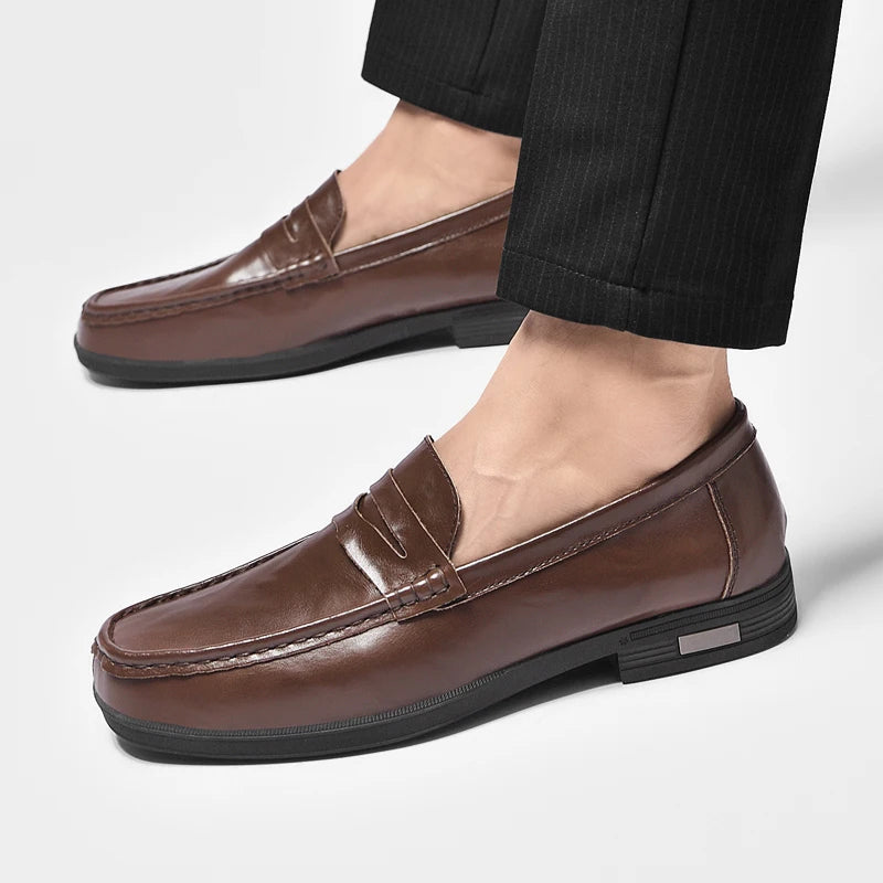 Genuine Leather Mens Loafers Handmade Casual Shoes for Men Slip on Flats Walking Shoe Breathable Man Driving Footwear Moccasins