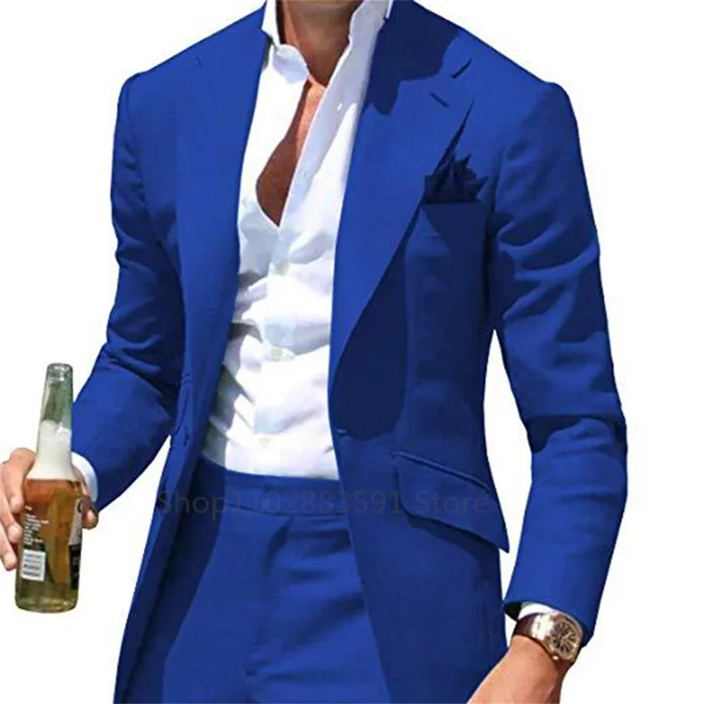 New Party Suits for Men Groom Tuxedos Slim Fit Groomsmen 2 Pieces Wedding Suits Classic Clothing Male Suit (Blazer+Pants)