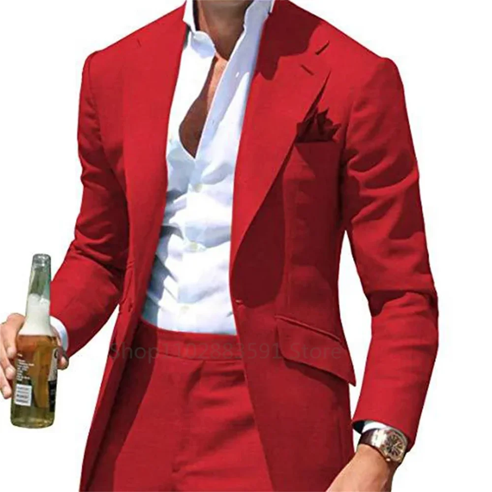 New Party Suits for Men Groom Tuxedos Slim Fit Groomsmen 2 Pieces Wedding Suits Classic Clothing Male Suit (Blazer+Pants)