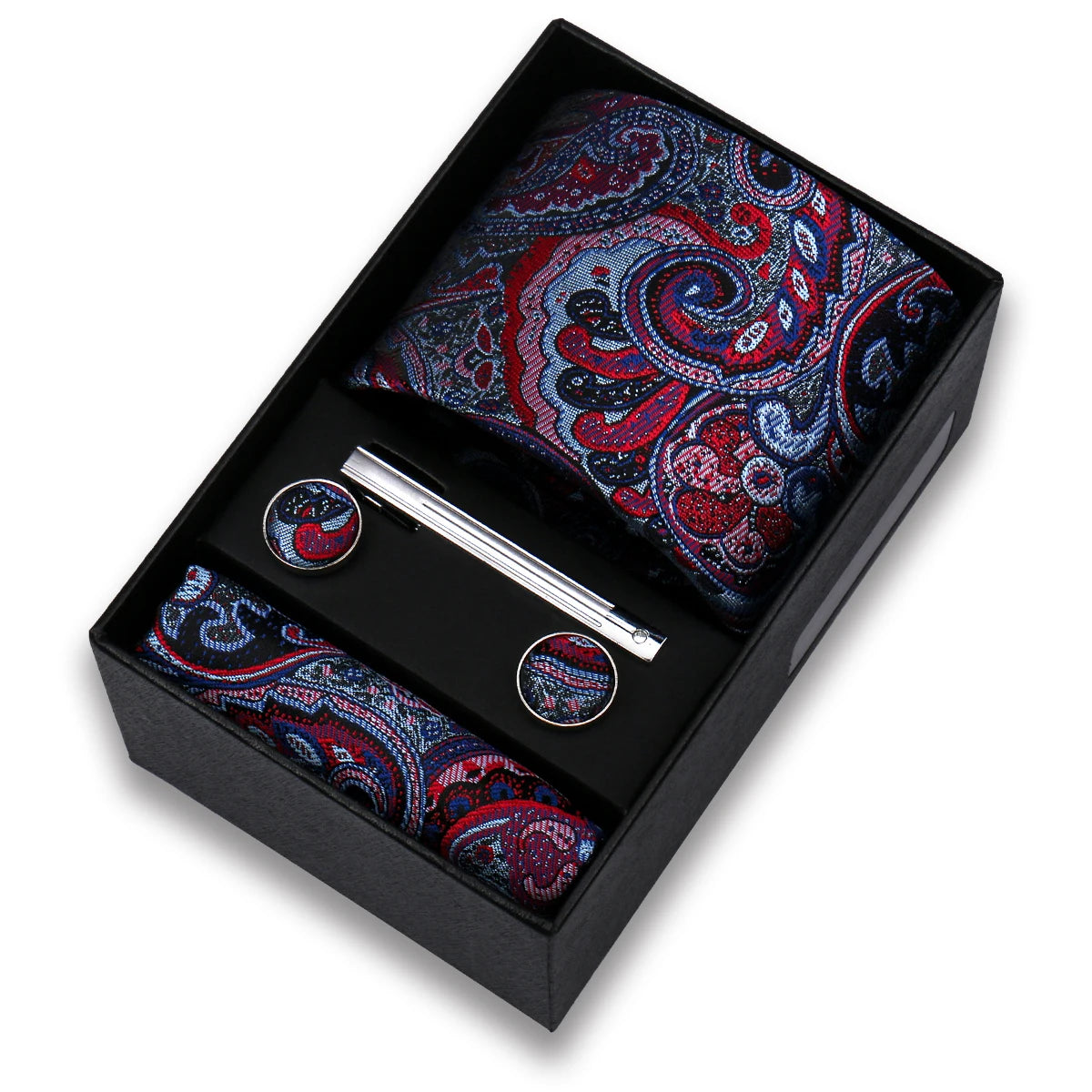 Tie Set For Men Silk Necktie Wedding Cufflinks Box Gift Tie Clip Men Pocket Square Necktie Luxury Business Wholesale Gravatas