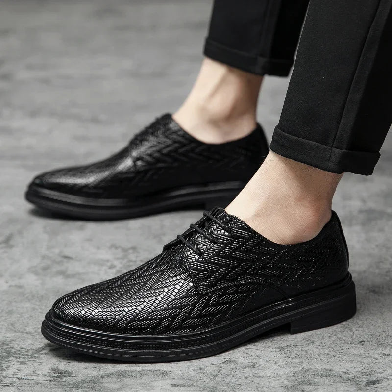 Designer Brand Men's Leather Casual Shoes for Office Interviews Versatile Business Shoes Outdoor Commuting Men's Work Shoes