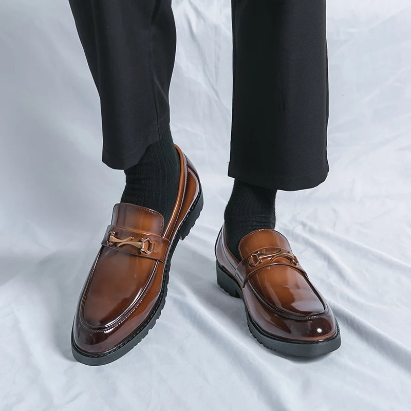 New Luxury Slip on Dress Shoes Men Genuine Leather Italian Loafer Shoes for Men Black Brown Brand Formal Oxford Men Casual Shoes
