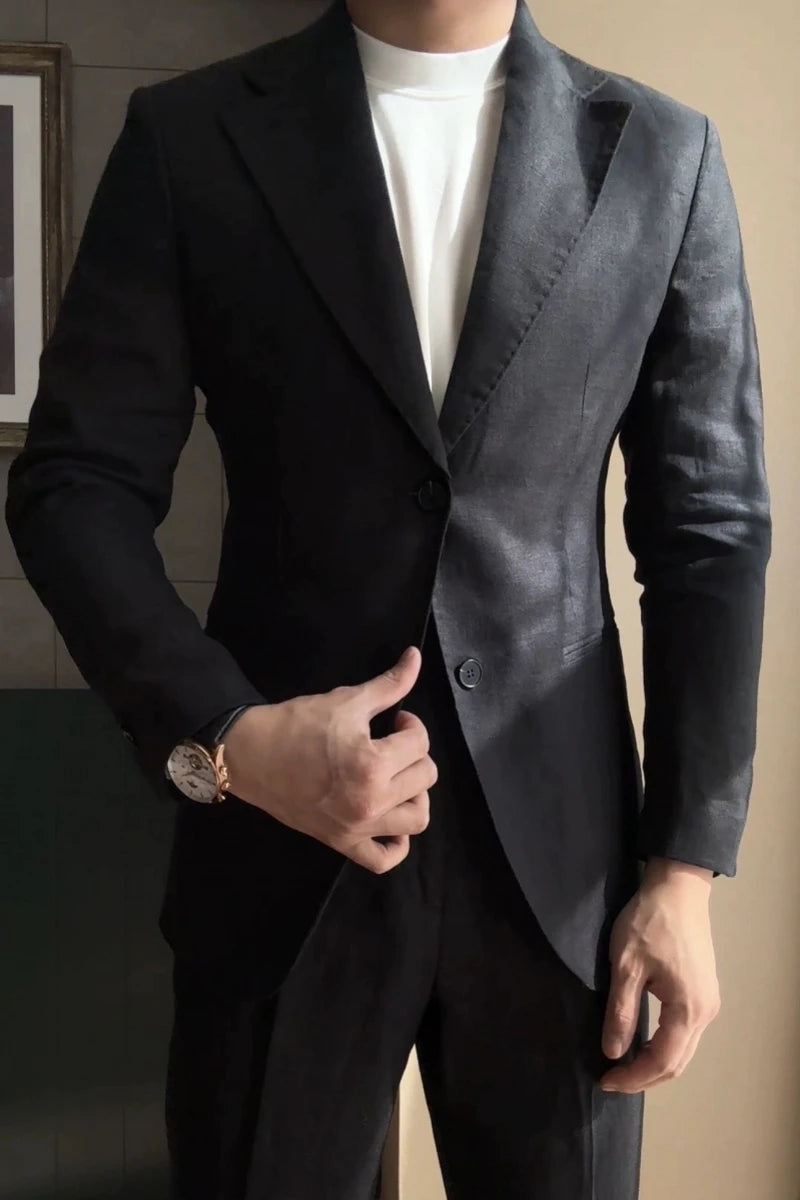 High Quality Linen Blend Business Dress Suit Wedding Suit Men Versatile Casual Office Party Prom Costume Homme Men Tuxedo Suit