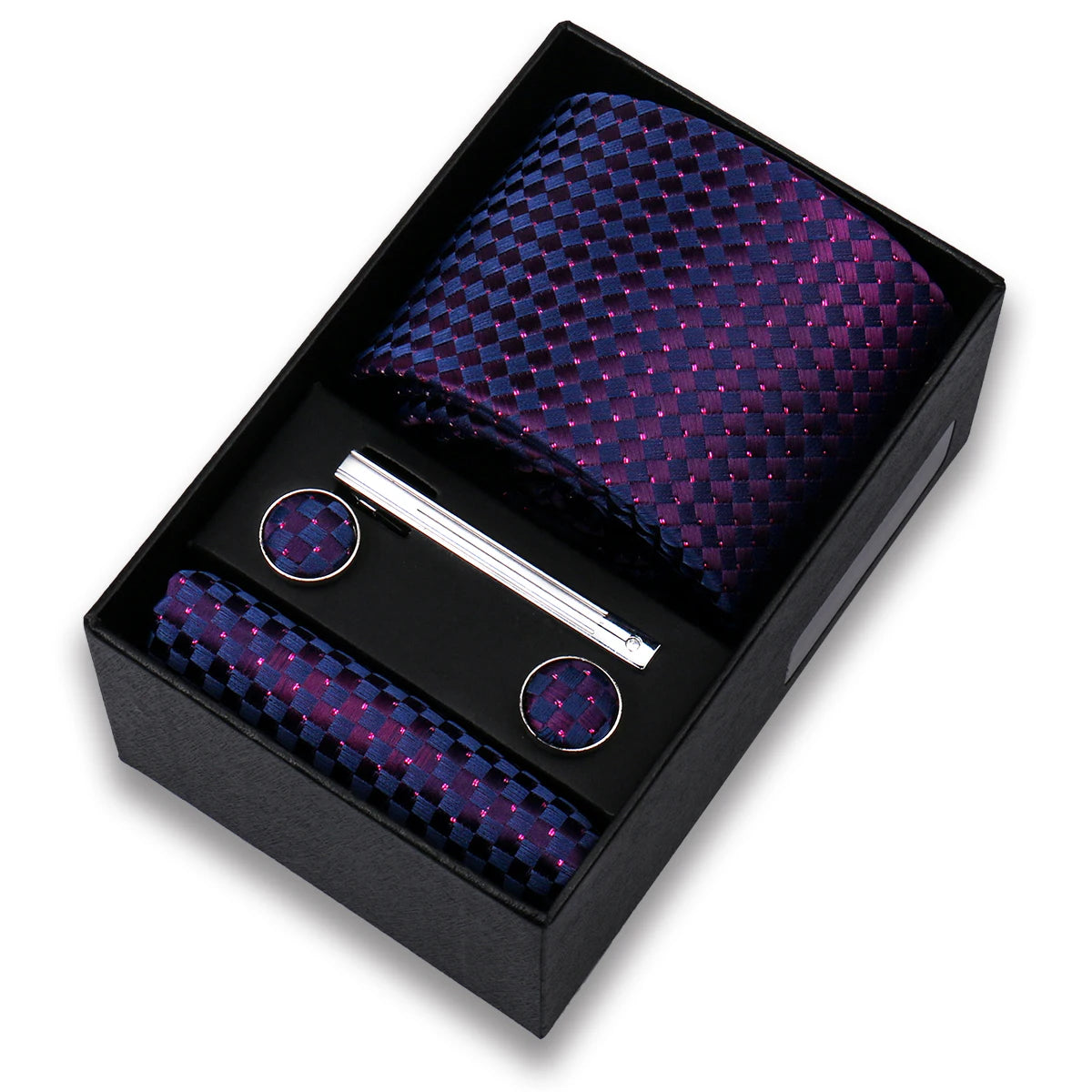 Tie Set For Men Silk Necktie Wedding Cufflinks Box Gift Tie Clip Men Pocket Square Necktie Luxury Business Wholesale Gravatas