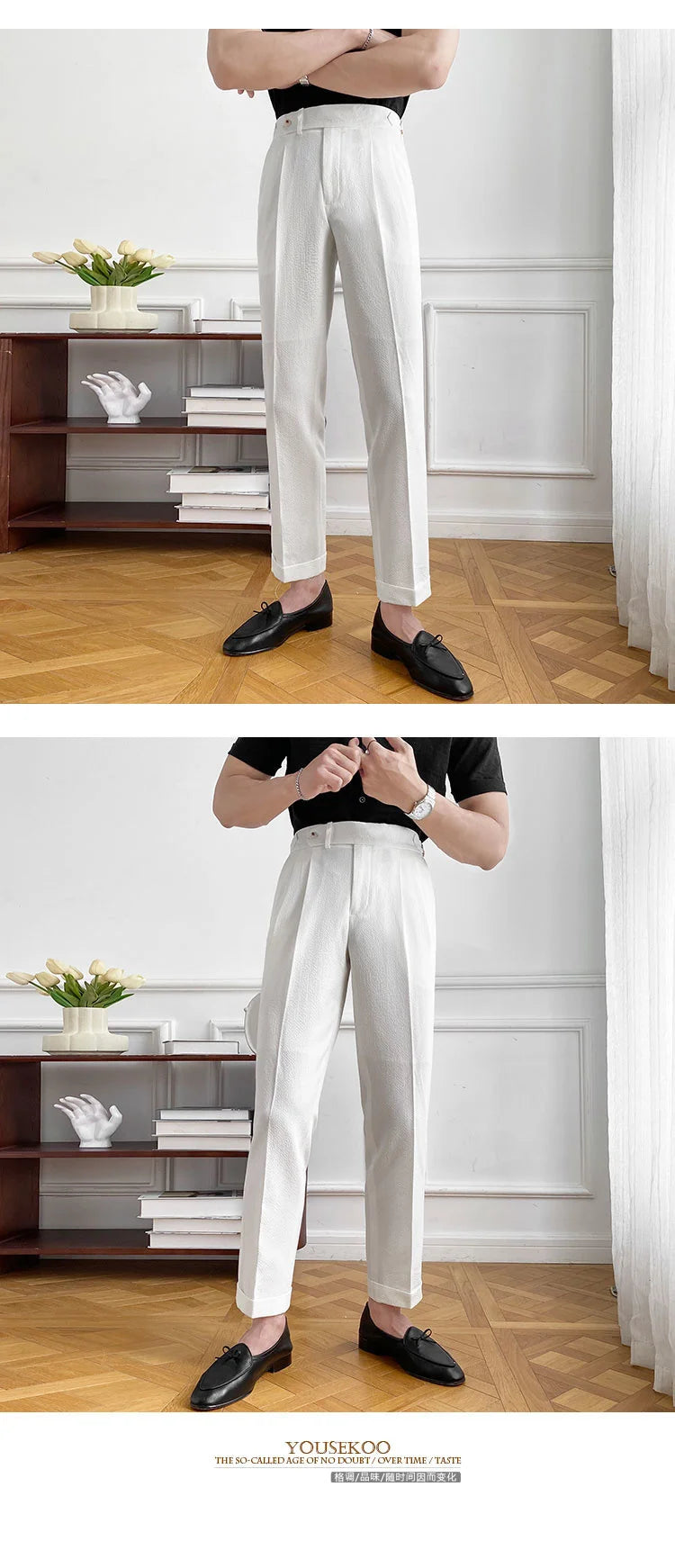 Spring Italy Business Dress Pants Men High Quality Office Social Suit Pants Pantalones Hombre Slim Wedding Groom Trouser White