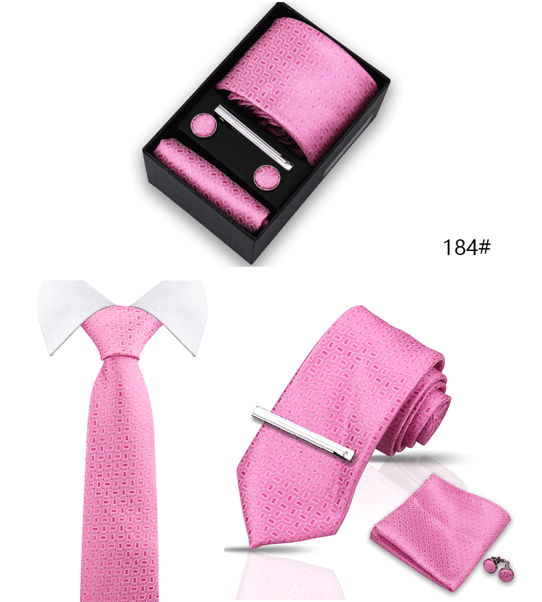 Tie Set For Men Silk Necktie Wedding Cufflinks Box Gift Tie Clip Men Pocket Square Necktie Luxury Business Wholesale Gravatas