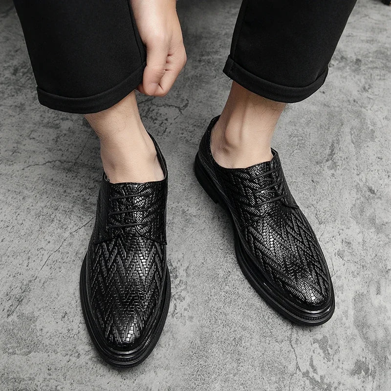 Designer Brand Men's Leather Casual Shoes for Office Interviews Versatile Business Shoes Outdoor Commuting Men's Work Shoes