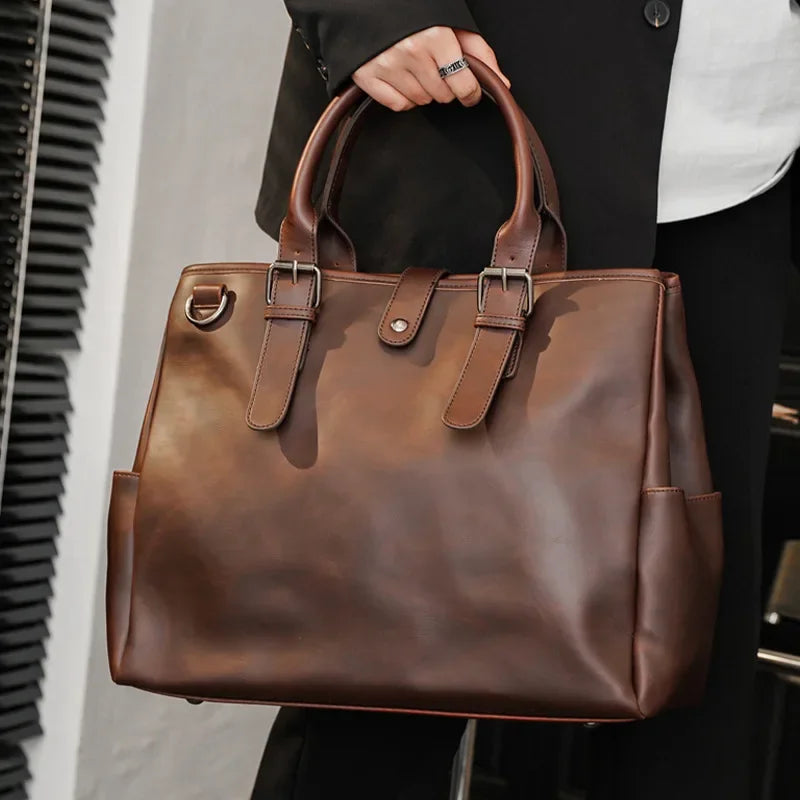 Handbag Briefcase Men Large Capacity Top-Handle Bags With Strap Fashion Men's Crossbody Bag Shoulder Messenger Bag Handbag