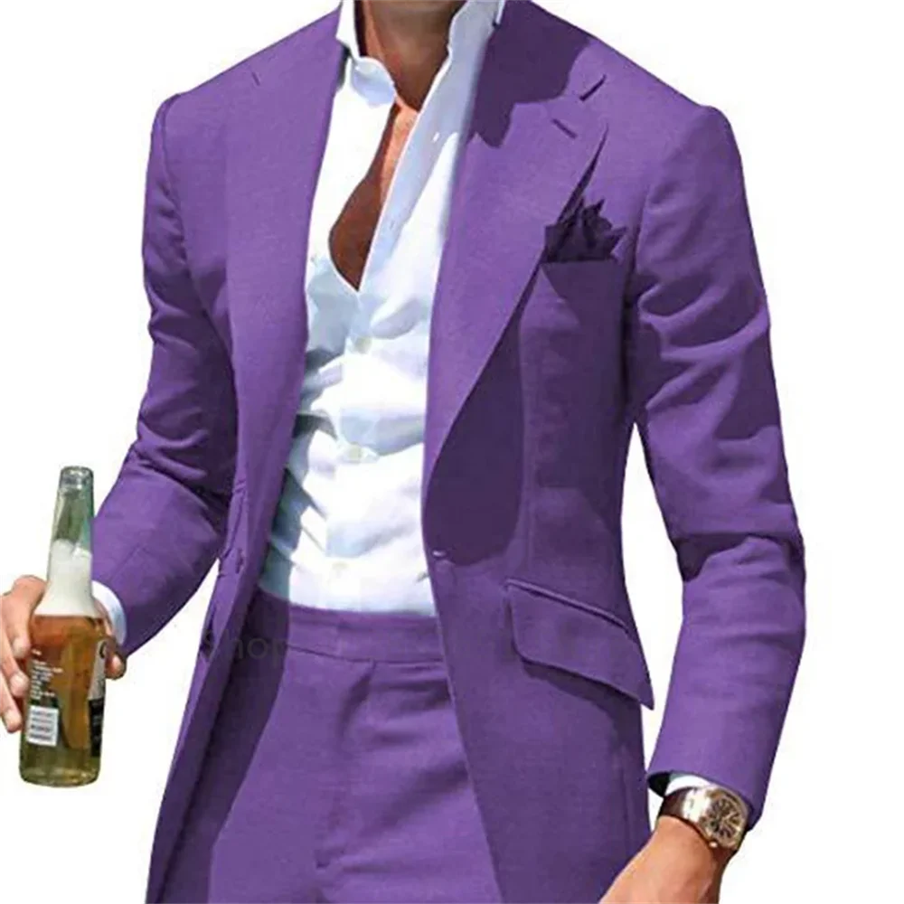 New Party Suits for Men Groom Tuxedos Slim Fit Groomsmen 2 Pieces Wedding Suits Classic Clothing Male Suit (Blazer+Pants)