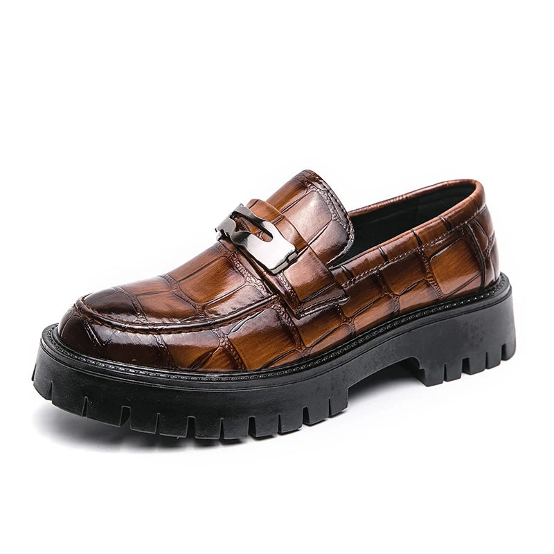 Platform New Men's Dress Leather Shoes High Classic Comfortable Pointed Toe Lace-up Business Shoes Fashion Casual Wedding Party