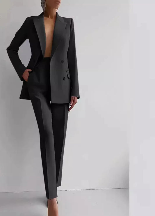 Elegant Blazer Suit and Wide Leg Pants Two 2 Piece Sets Outfits  Women 2024 Classic OL Work Street Outfit Tracksuit