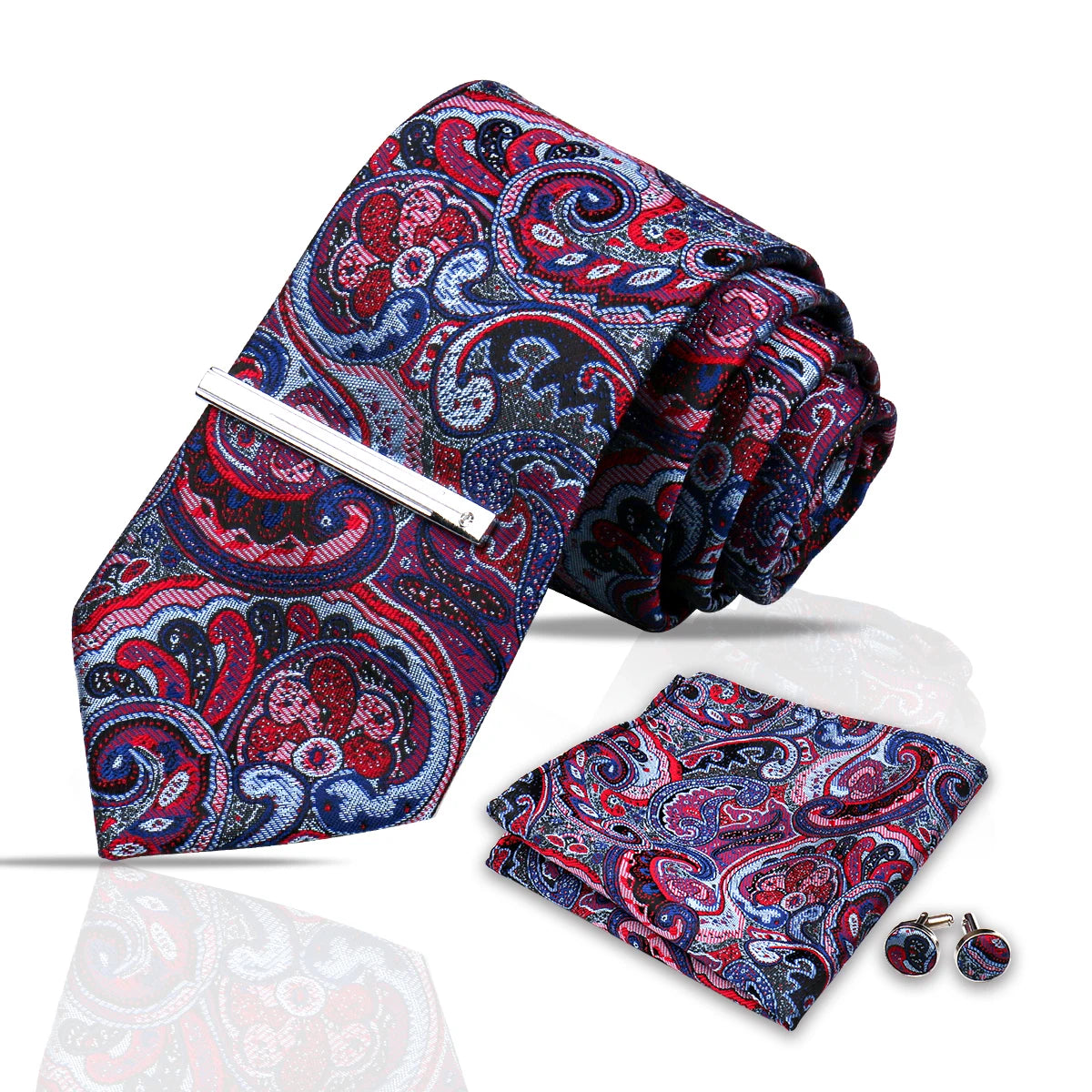 Tie Set For Men Silk Necktie Wedding Cufflinks Box Gift Tie Clip Men Pocket Square Necktie Luxury Business Wholesale Gravatas