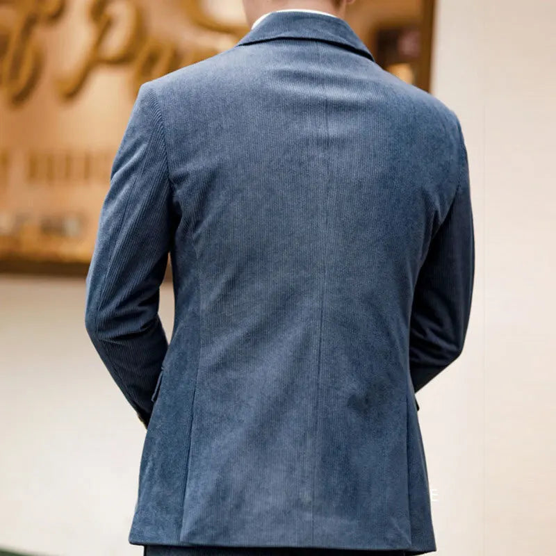 High Quality Corduroy Double Breasted Retro Fall Versatile Jacket Suit 2 Piece Wedding Party Suit Slim Costume Homme Mariage